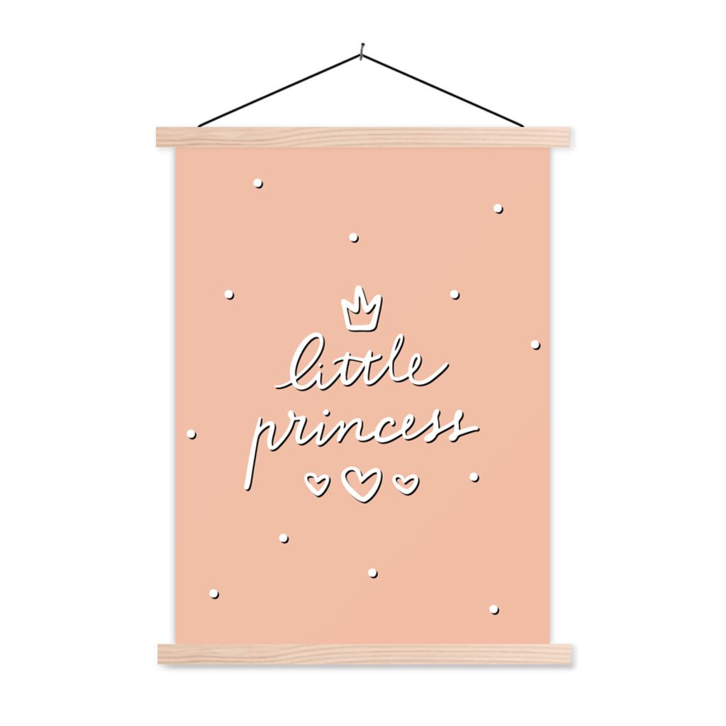 MuchoWow Textilposter Sprichwörter - Kleine Prinzessin - Zitate - Baby - Kinder - Mädchen 40x53 cm mit holzfarbenen Rahmen - Schlafzimmer