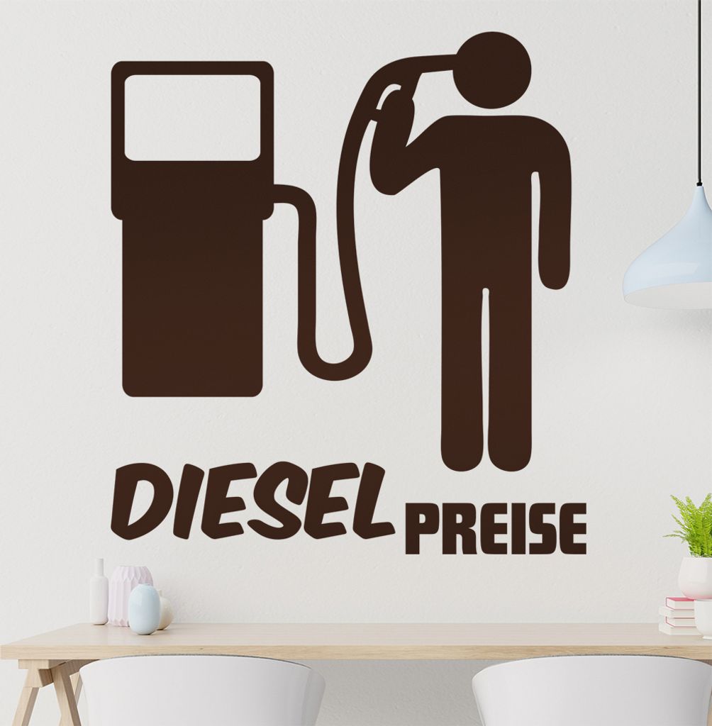 Diesel Preise Wandtattoo in 6 Größen - Wandaufkleber Wall Sticker - Dekoration, Küche, Wohnzimmer, Schlafzimmer, Badezimmer