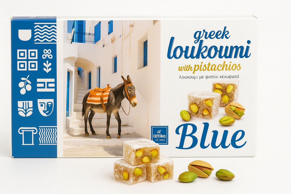 Attika Loukoumi Pistazie 280 g – Traditionelle griechische Gelee-Süßigkeit