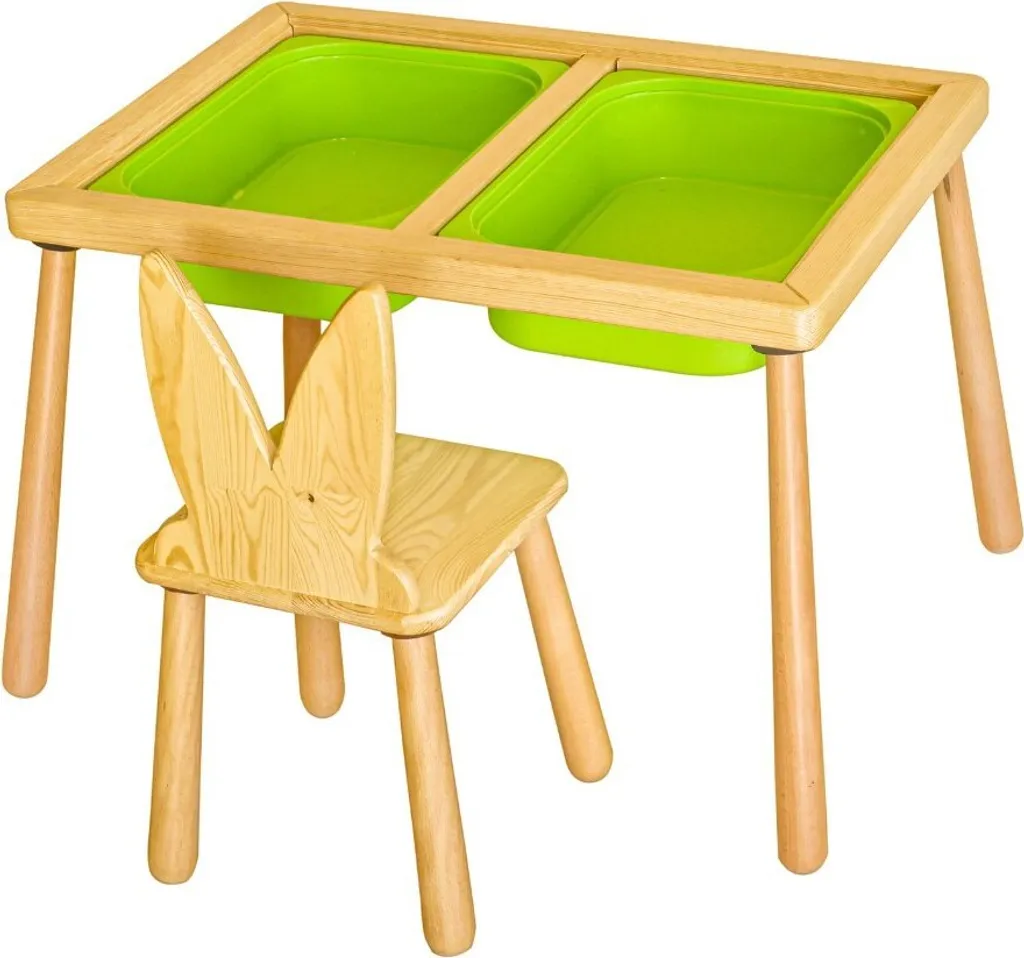 Table d'Activités pour Enfants avec Chaises en Pin Vert - Idéal Dessin