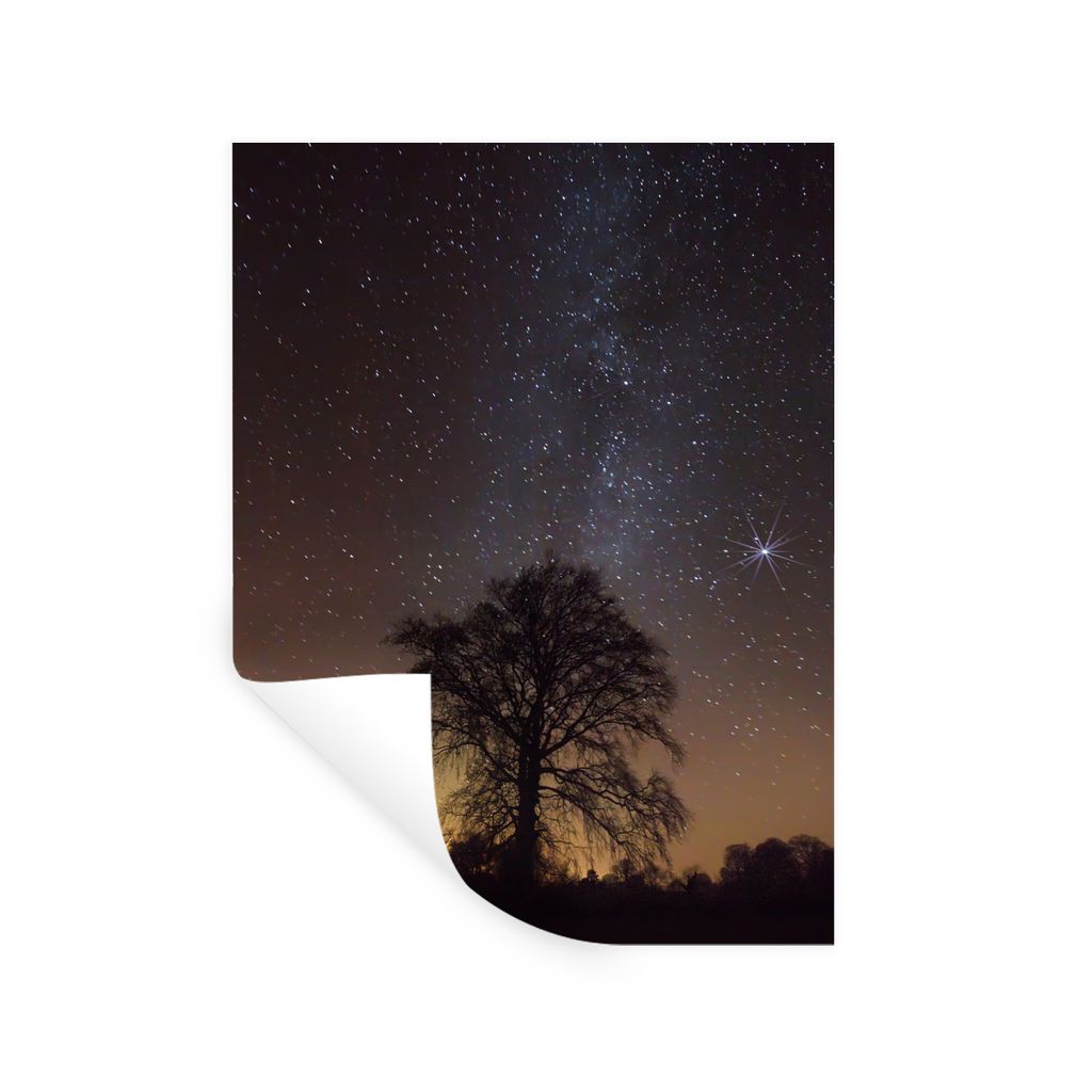 MuchoWow Wandtattoo Wandsticker Wandaufkleber Sternenhimmel - Baum - Sterne 90x120 cm Selbstklebend und Repositionierbar - Faltenfrei