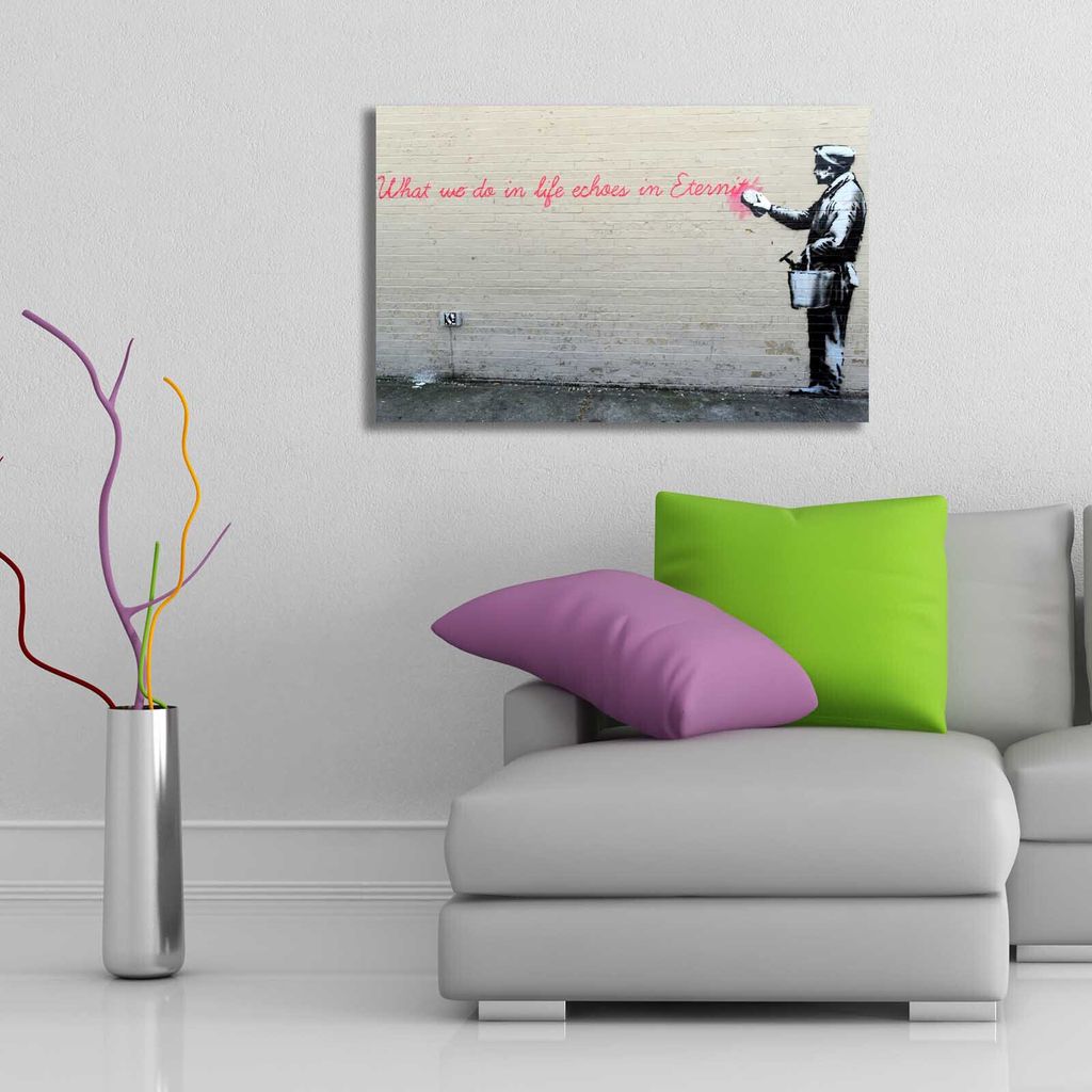 Wallity, 4570BANKSY006, Leinwandbilder, Mehrfarbig, Kiefernholz, 45 x 70 cm