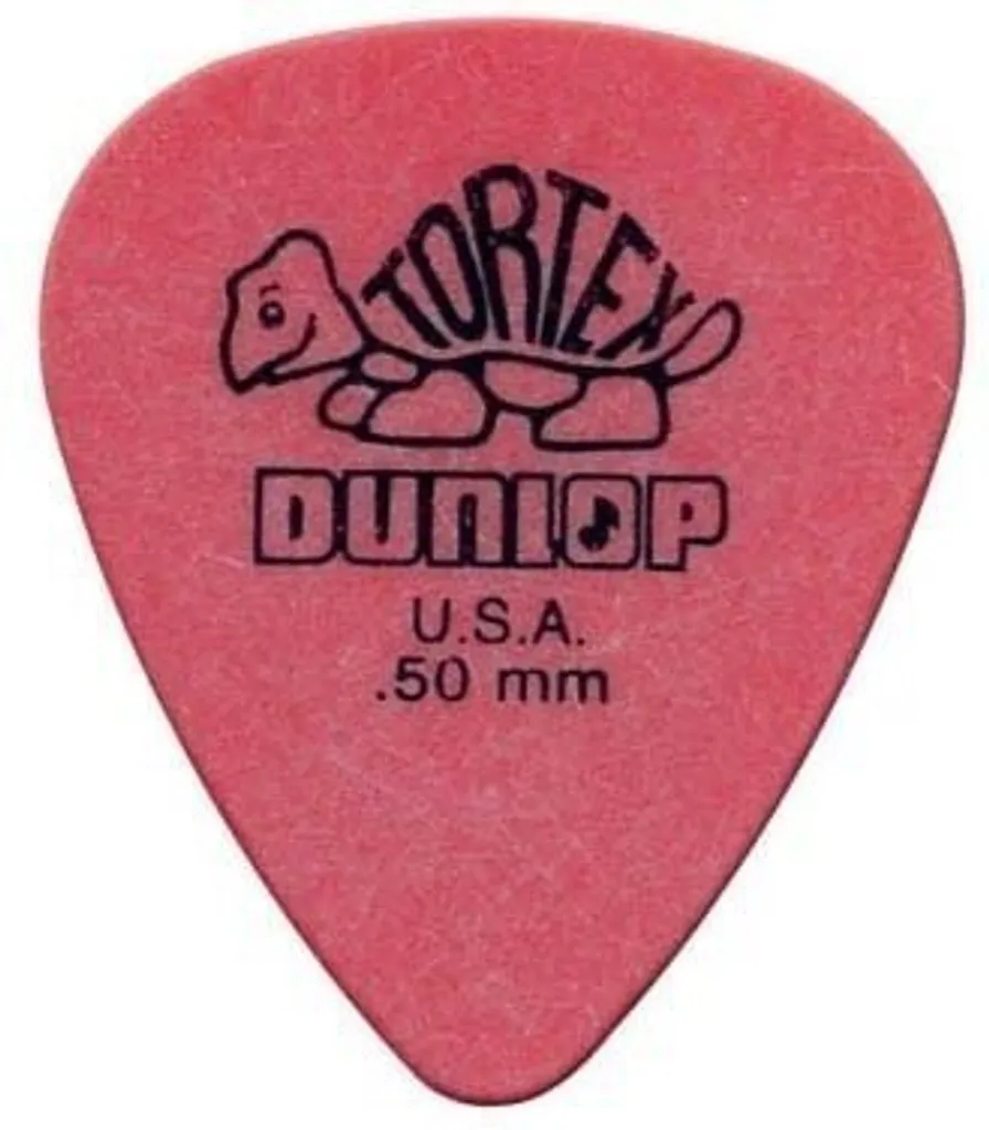 Médiator Dunlop 418R 0.50mm Tortex Standard rouge pour guitare et basse