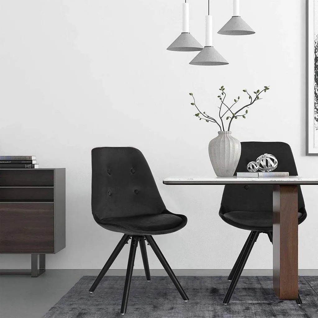 Chaise visiteur Happyment Zizi noire lot de 2 pour salle à manger et bureau - 3