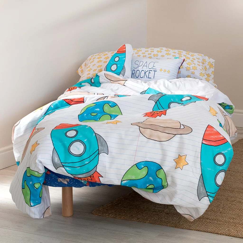 Set Copripiumino Space Rocket 155x220 cm 100% Cotone | Notte Stellata