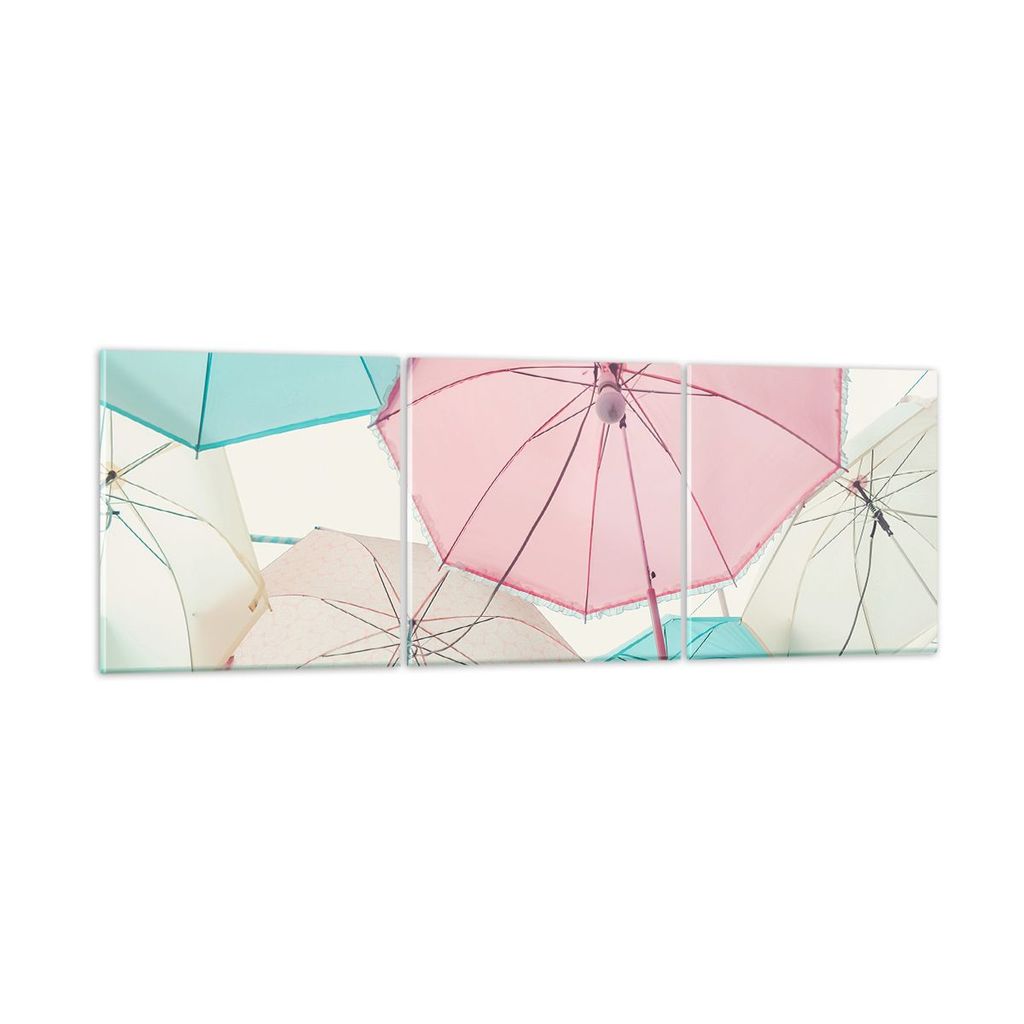 Bilder auf glas - Regenschirme Glühbirne Improvisation - 150x50cm - Glasbilder - Wandbilder - Kunstdruck - Wanddekoration aus Glas - Glas Bilder -...