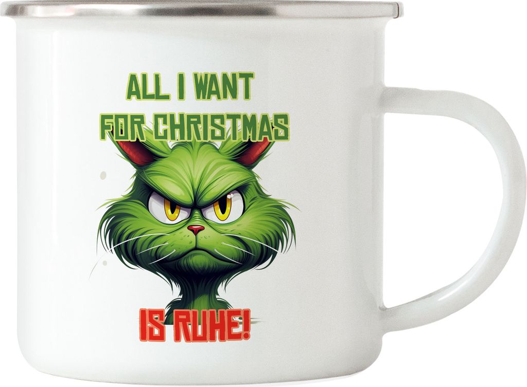 All I Want For Christmas Is Ruhe! Emaille Tasse Katzenbesitzer Sarkasmus Geschenk