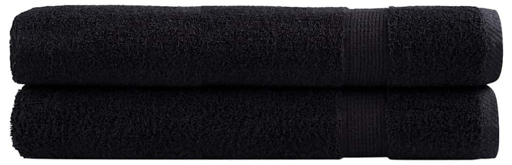 vidaXL Asciugamani Premium SOLUND 2 pezzi nero 100x200 cm Immagine del prodotto 