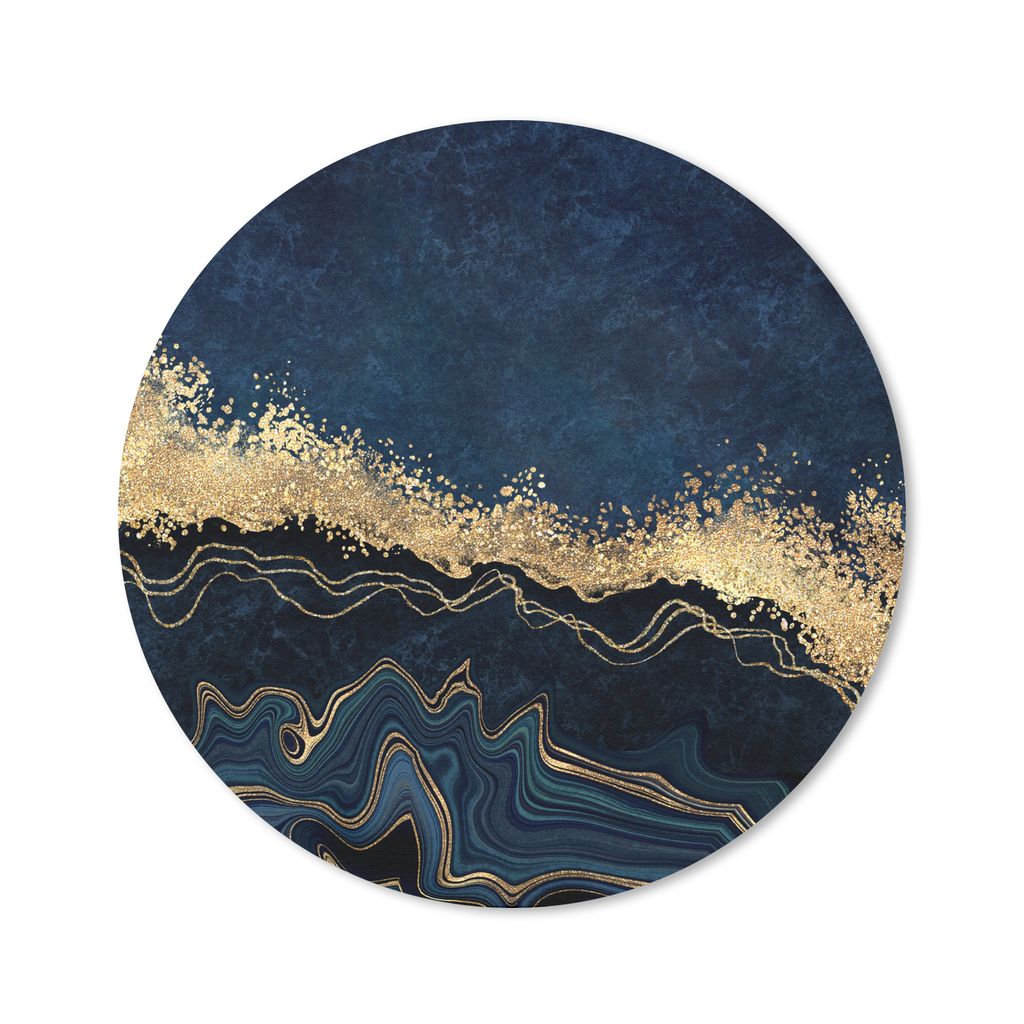 MuchoWow Mauspad Mousepad Marmor - Textur - Gold - Illustration 50x50 cm - Mousepads - Maus Mat - Pad - Mausunterlage - Vinyl
