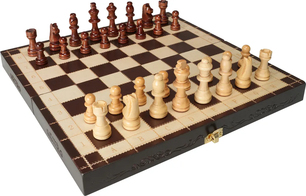 Échiquier pliant en bois de 29 cm avec pièces magnétiques de luxe