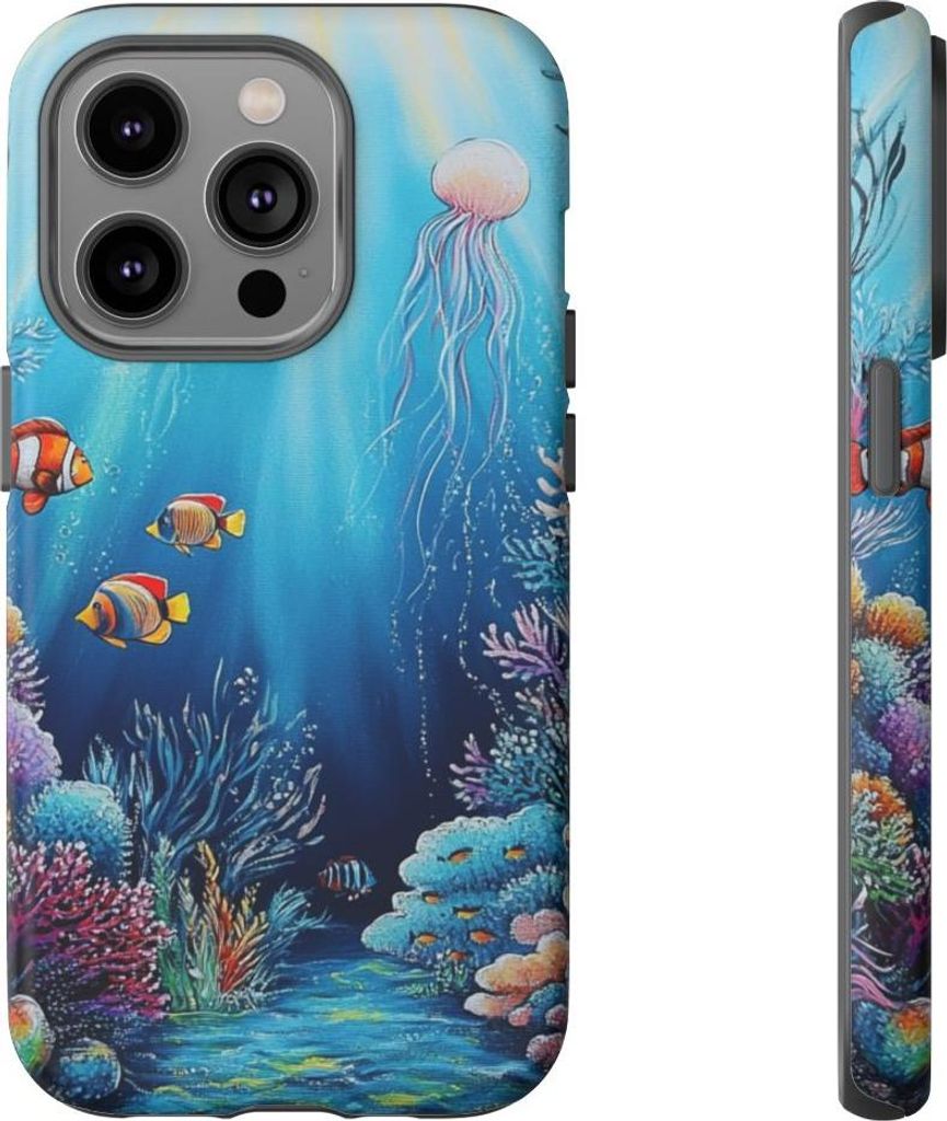 Bunte Unterwasserwelt mit Korallenriff – Hülle Kompatibel mit iPhone 14 Pro
