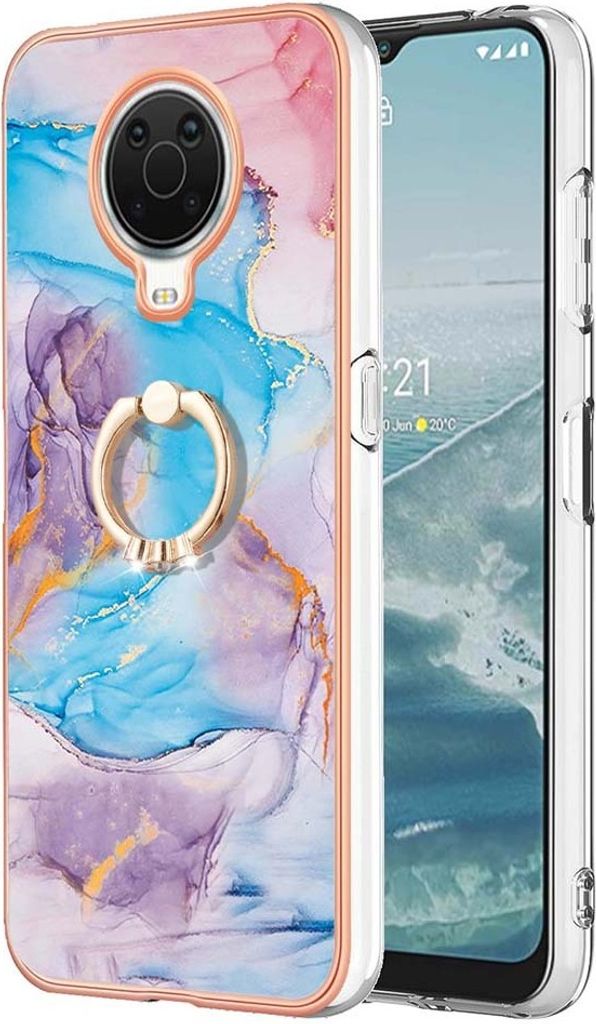 Hülle für Nokia G20 / G10 Muster TPU Silikon Stoßdämpfer Bumper Schutzhülle mit Ring Ständer Blau