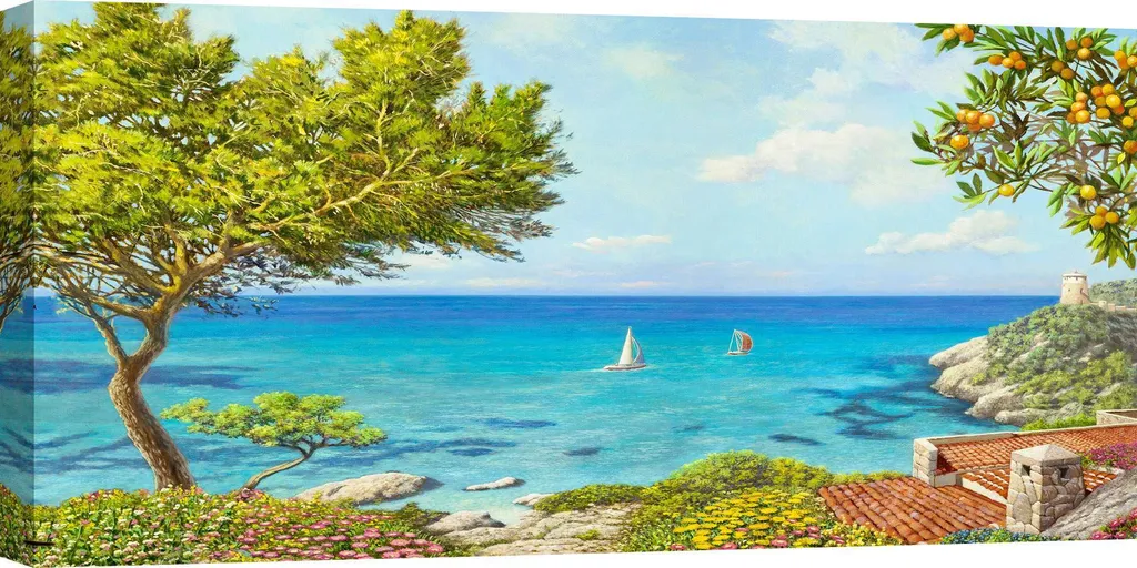 Tableau déco paysage marin panoramique 120x60 cm toile bord de mer