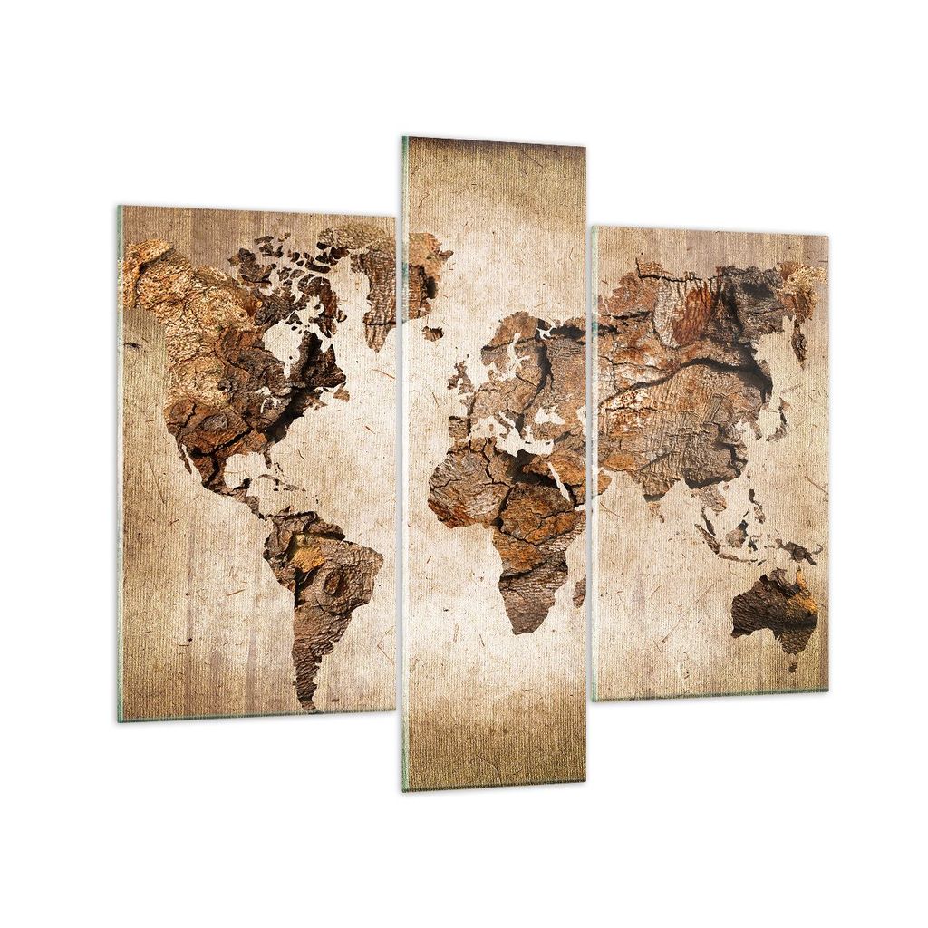 Bilder auf glas - Karte Welt modern - 95x80cm - Glasbilder - Wandbilder - Kunstdruck - zum Aufhängen bereit - Wanddekoration aus Glas - Glas Bilde...