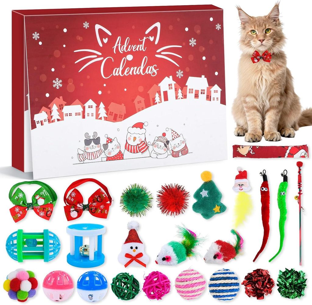 Calendario de adviento para gatos 2026, calendario navideño Imagen del producto 