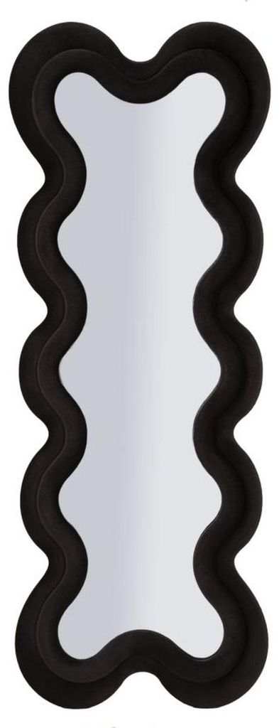 Wandspiegel Monica Wavy in schwarzem Samt 67x166 cm