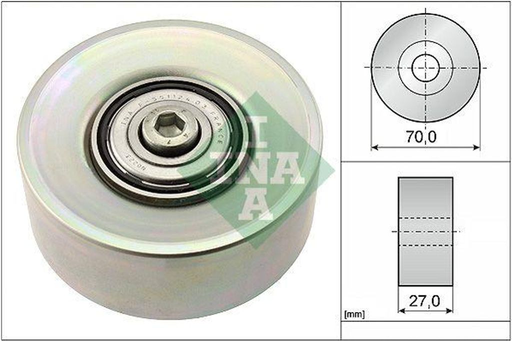 INA 532 0398 10 Umlenk-/Führungsrolle, Keilrippenriemen OE 11287780124 kompatibel mit 5er E60, 5er E61, 6er E63, 6er E64, 7er E65, X3, X5, 3er E46