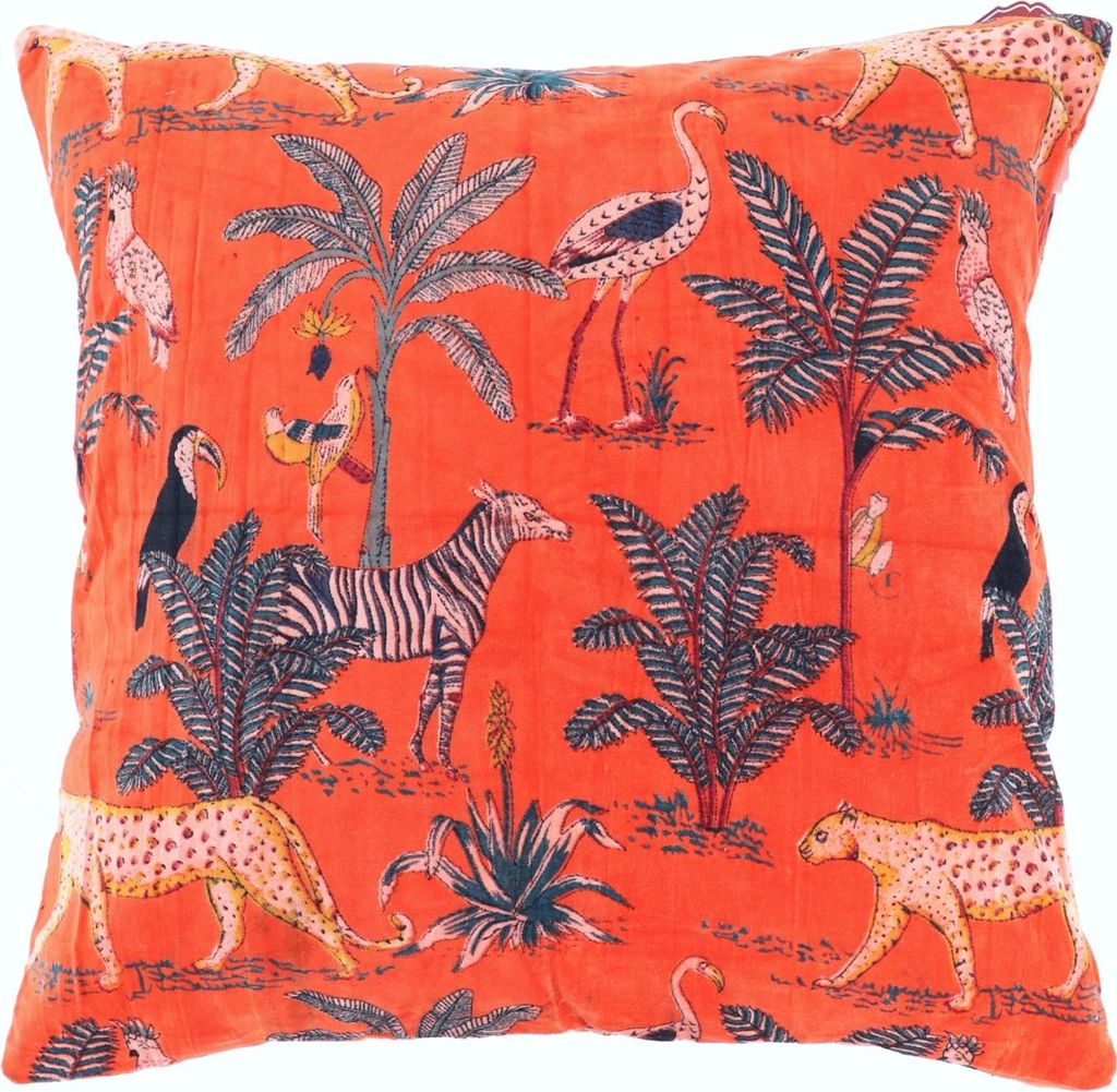 Samt Kissenhülle, Boho Kissenbezug 60x60 cm - Orange, Baumwolle, Zierkissen, Dekokissen, Sofakissen