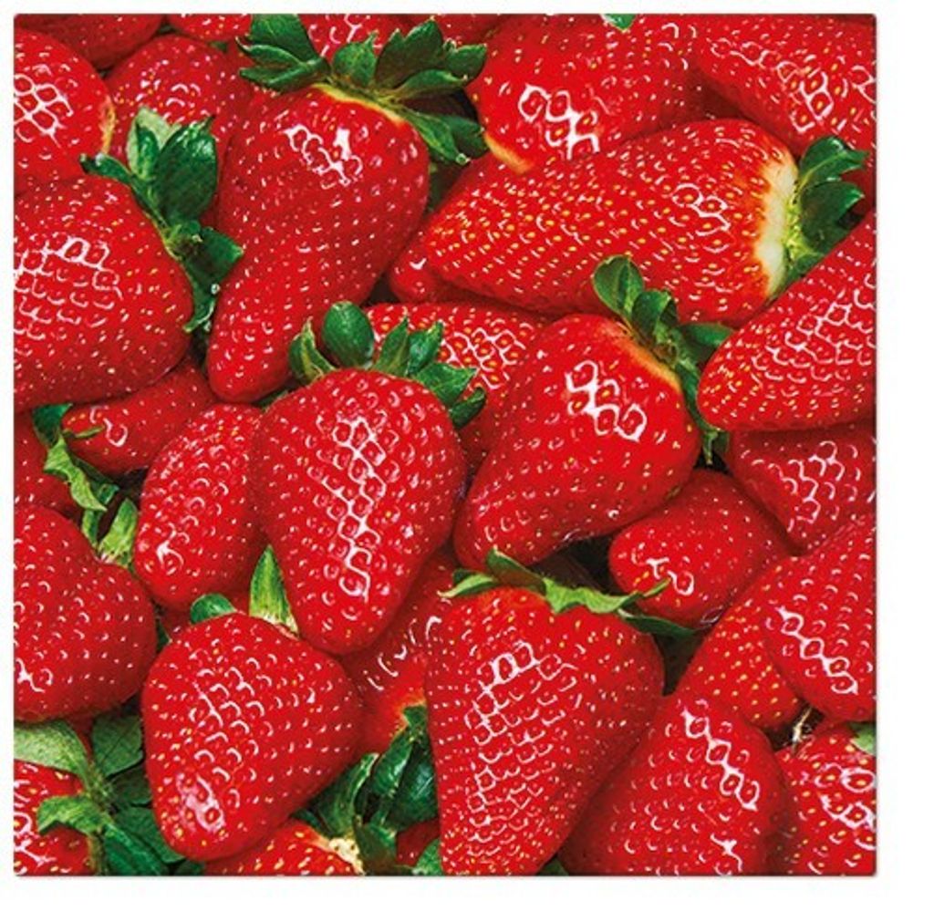 RP 20 Servietten Raw Strawberries - Unzählige rote Erdbeeren 33x33cm