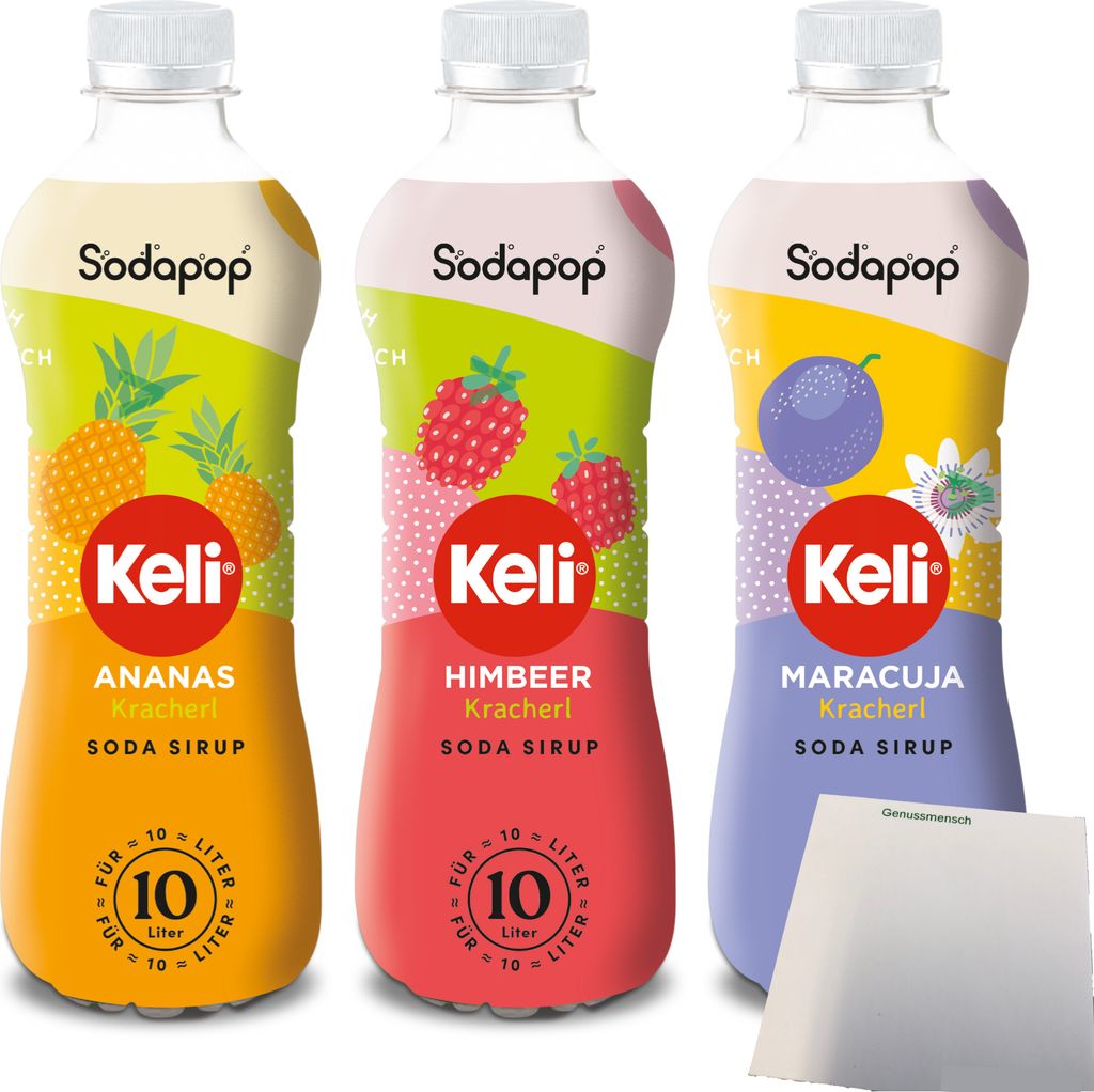 Sodapop Keli Sirup Multipack: Ananas, Himbeer & Maracuja Produktbild 