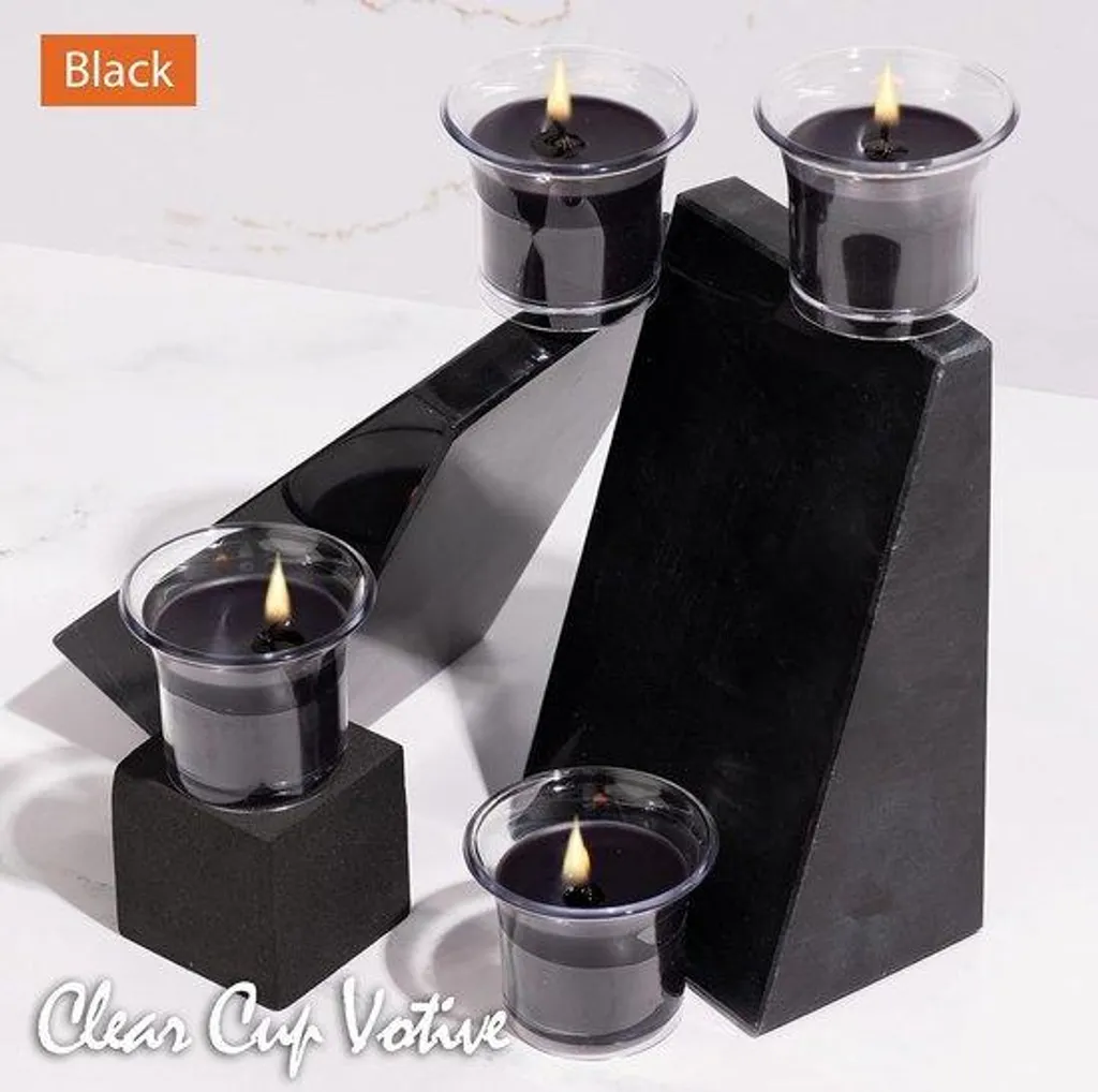 Bougies d'ambiance pour décoration de table - Verre noir et transparent x4