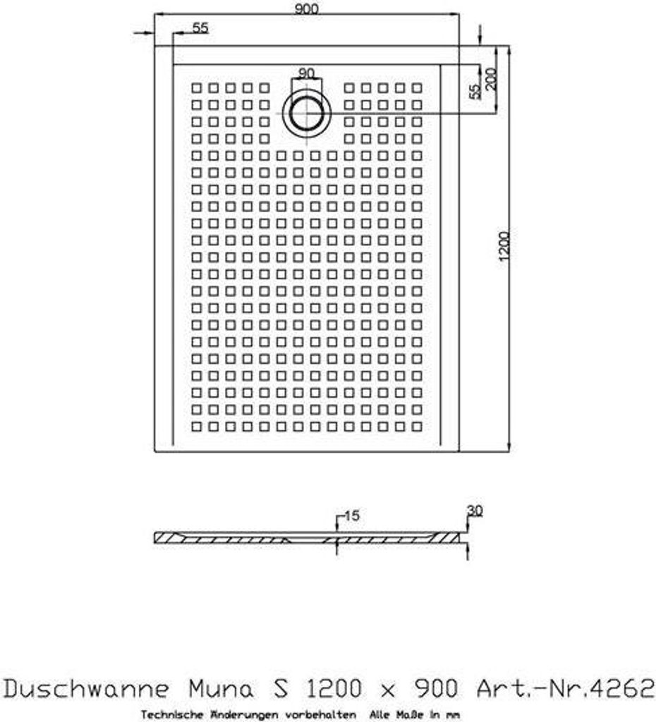 Hoesch 4262.010 DW Muna S 1200x900x30 mit