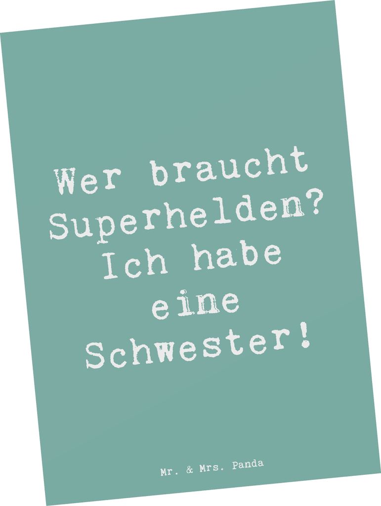 Mr. & Mrs. Panda Postkarte Spruch Liebe Schwester - Meeresbrise - Geschenk, Familie, Unterstützung, Ansichtskarte, Postkarten, spruchkarte, Freude...