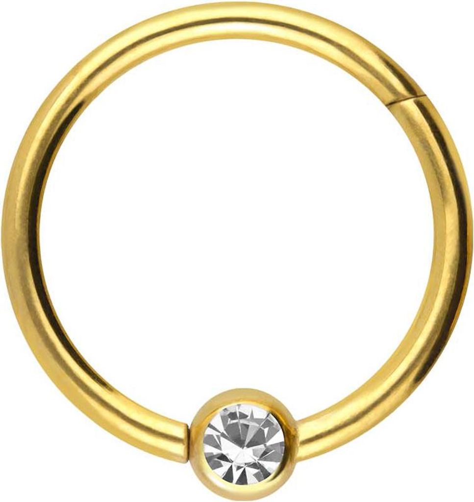 Ohrpiercing, Nasenpiercing, Septum Piercing Chirurgenstahl Segmentring Clicker KRISTALL Gold Innendurchmesser: 10 mm