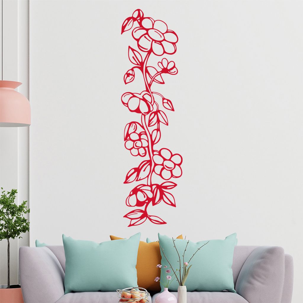 Blumen - Ranken Wandtattoo in 6 Größen - Wandaufkleber Wall Sticker - Dekoration, Küche, Wohnzimmer, Schlafzimmer, Badezimmer