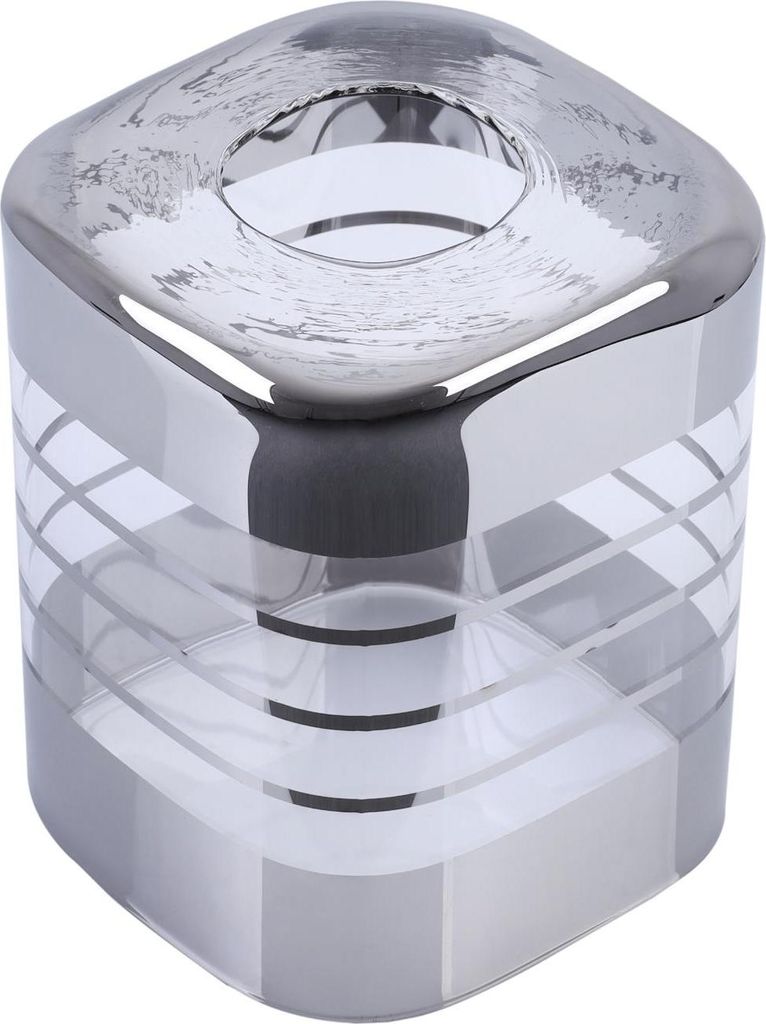 Lampenschirm Helix Chrom transparent Würfel 10 cm – eleganter Glaswürfel-Schirm für moderne Beleuchtung