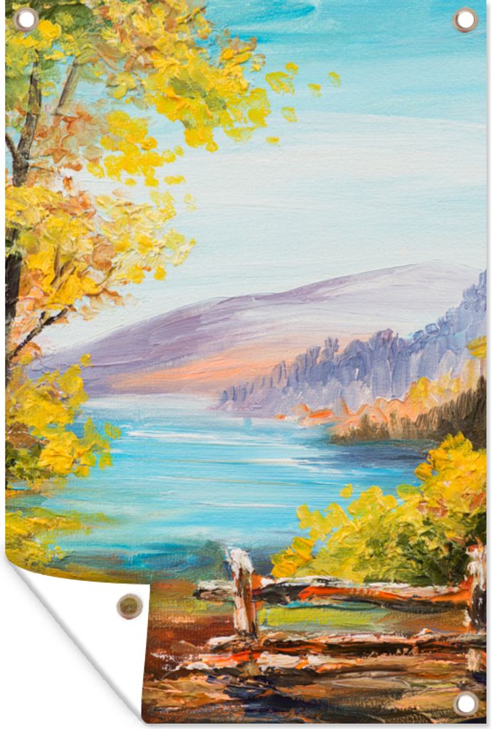MuchoWow 40x60 cm Outdoor-Poster Gartendeko Sichtschutz Garten Poster für den Garten Malerei - Ölgemälde - Pflanzen - Natur