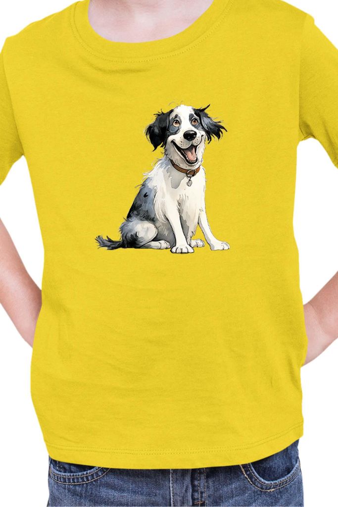 Kinder T-Shirt Funny Dogs Breeds Landseer Dog Breed, 7-8 Jahr - 128 / Gelb