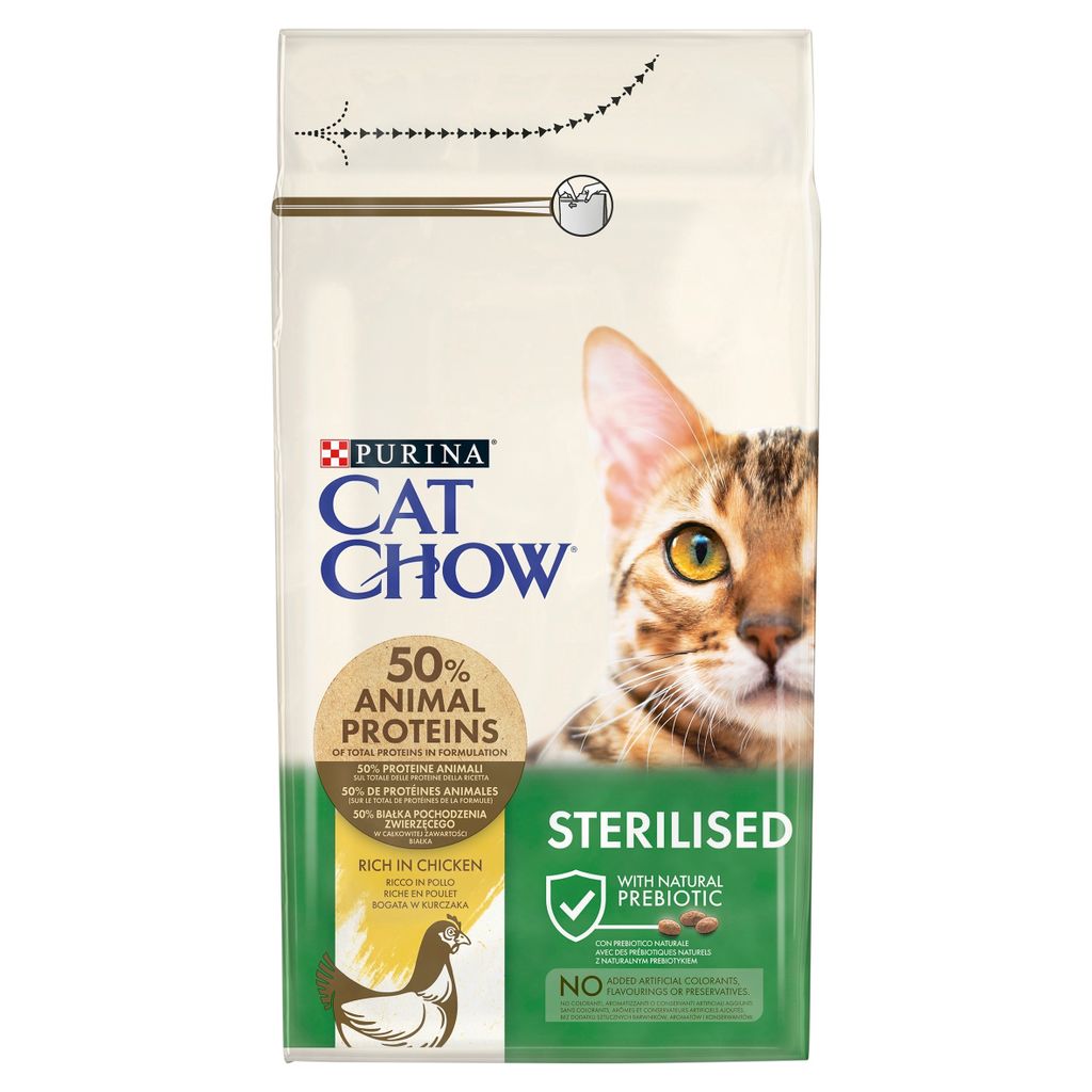 Purina CAT CHOW STERILISED, Dorosły, Kurczak, 1,5 kg Zdjęcie produktu 