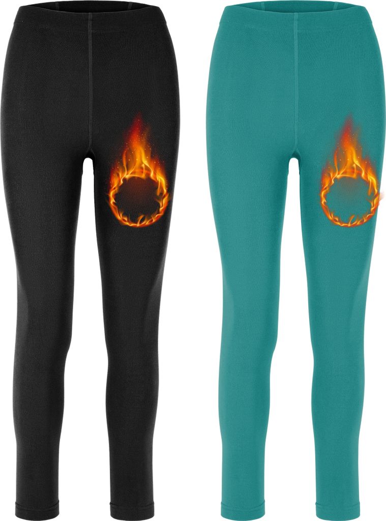 Merry Style 2er Pack Damen Leggings MS-ATX-441 (Schwarz/Smaragd, XL-XXL)