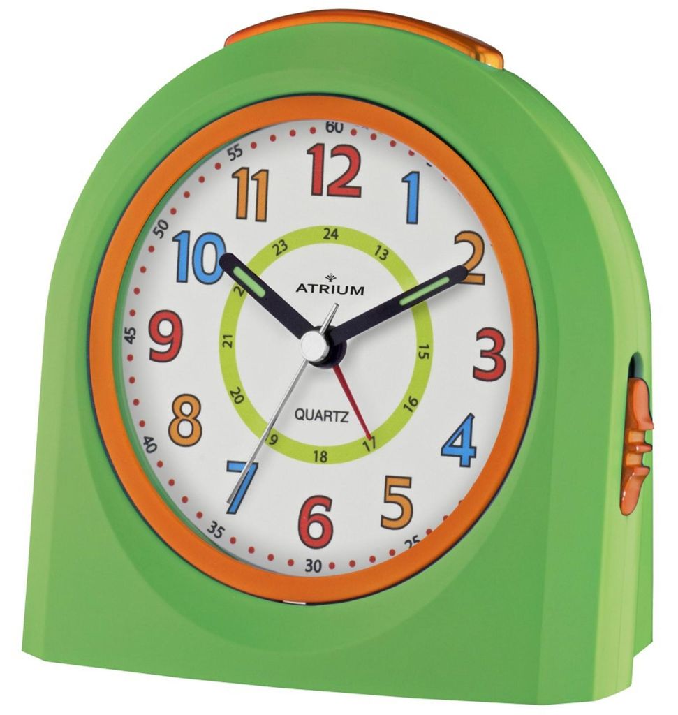 ATRIUM Wecker Analog Quarz grün/orange A921-3 ohne Ticken Produktbild 