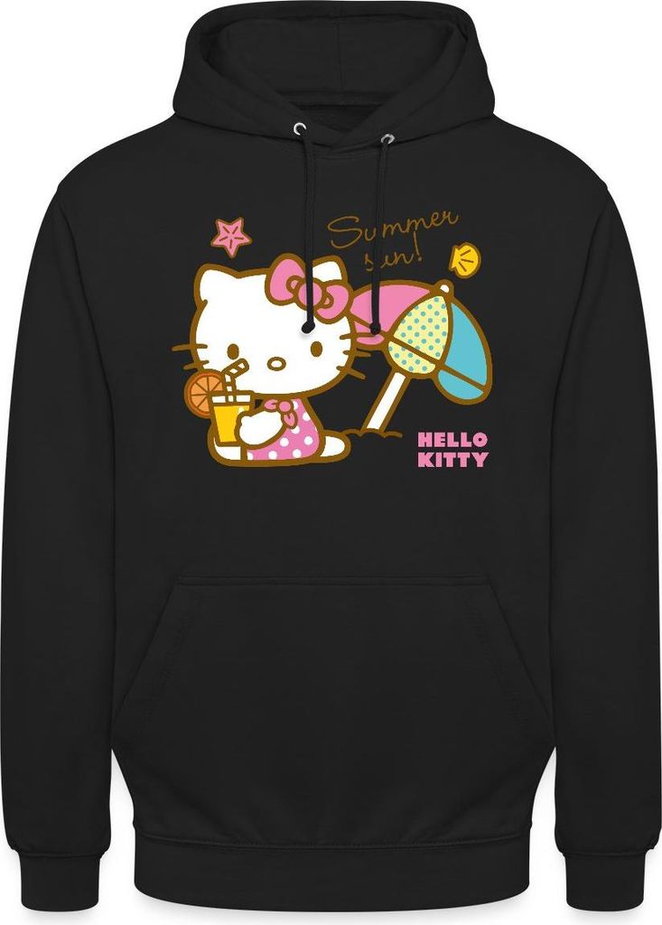 Spreadshirt Hello Kitty Am Strand Summer Sun Uni Hoodie, XXL, Schwarz