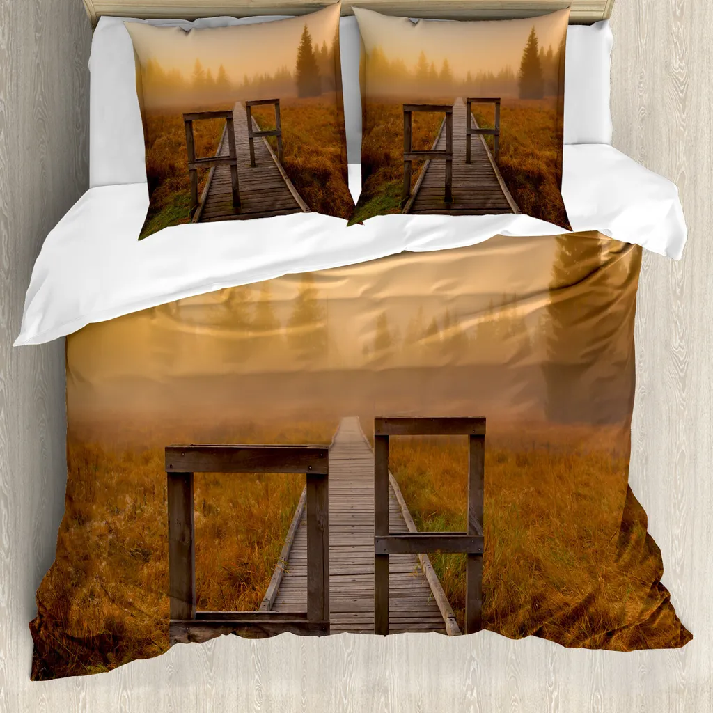 Set Letto ABAKUHAUS Antiacaro 200x200 Arancio Marrone Autunno