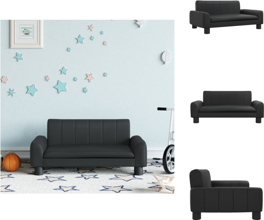 vidaXL Kindersofa Schwarz 70x45x30 cm Kunstleder - Baby- & Kleinkindmöbel