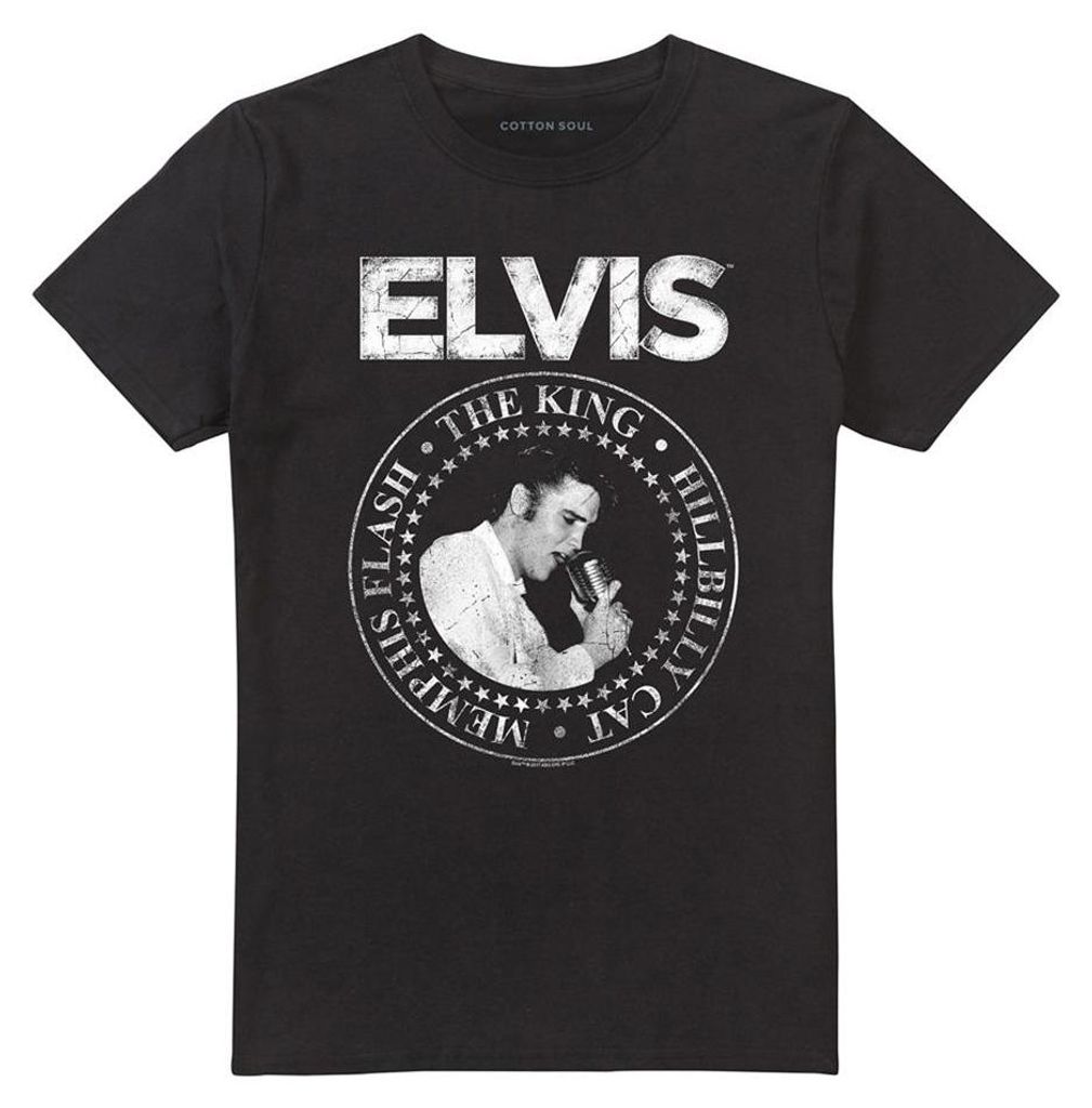Elvis Presley - "Rock King" T-Shirt für Herren/Damen Uni TV33702 (L) (Schwarz)