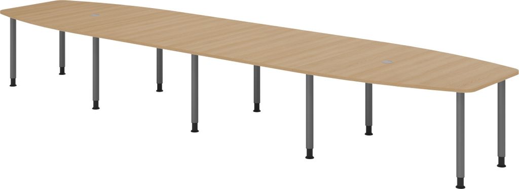 bümö Konferenztisch XXL KT52 - Nachbildung: Eiche, tischfuss: Füße in Graphit