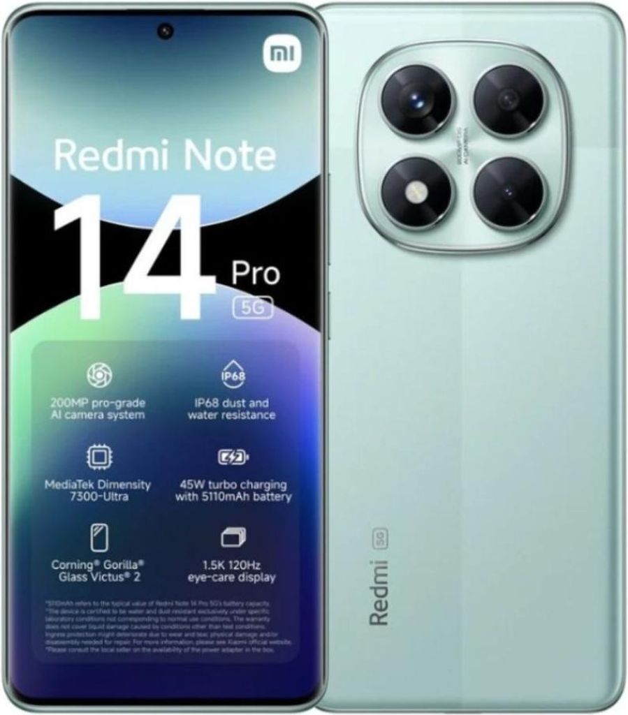 Xiaomi Redmi Note 14 Pro 5G 256GB, 8GB RAM, Green, Produktbild 