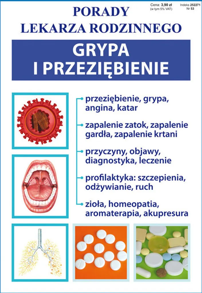 Livre de santé Grippe et rhume en polonais, manuel médical broché