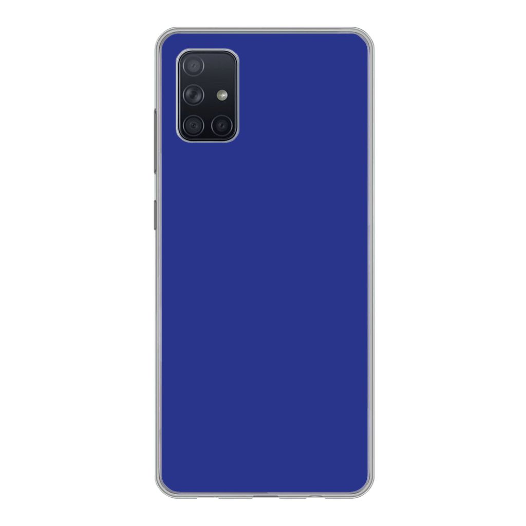 MuchoWow Handyhülle Schutzhülle Hülle für Samsung Galaxy A71 Blau - Einfarbig - Dunkelblau Silikon Softcase Handy Hülle - Kartenbesitzer