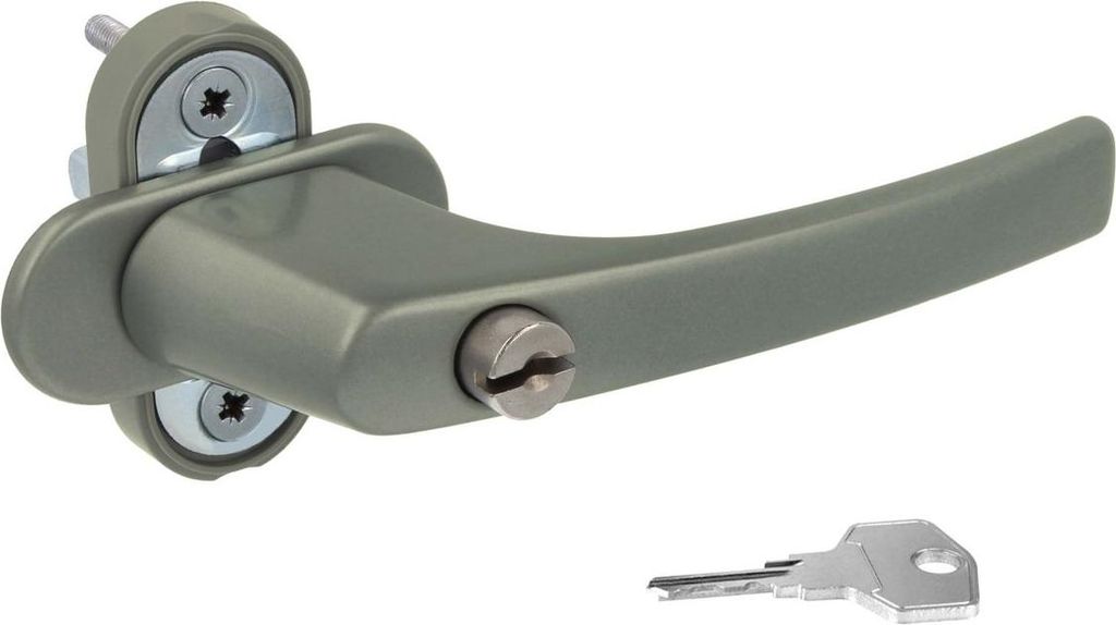 Alu Fenstergriff in Dunkelsilber F9 abschließbar - Stiftlänge 35mm