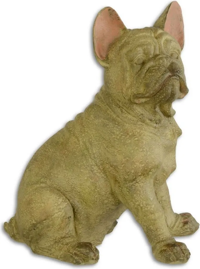 Casa Padrino Statue Bouledogue Français Beige et Rose 19,5 x 28,1 x 35,4 cm