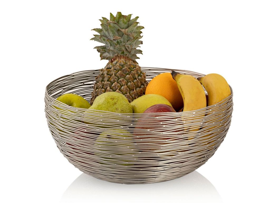 Soma Obstschale ø 30 cm H 15 cm Brotkorb Obstkorb Metall rund silber o. gold dollce Metall Drahtstruktur silber