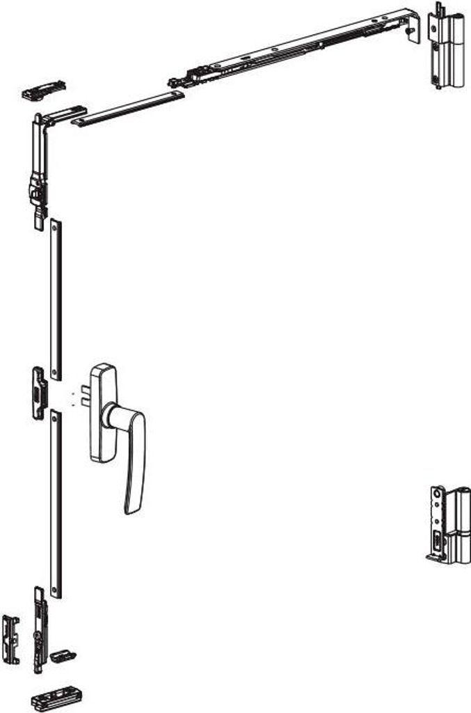 Bausatz Drehkippbeschlag Galicube 1 V FAPIM mit Drehstangenverschluss Gea - Mittelgroßer Zirkel 562 bis 1200 mm - Schwarz 9005 - 1330BF_37