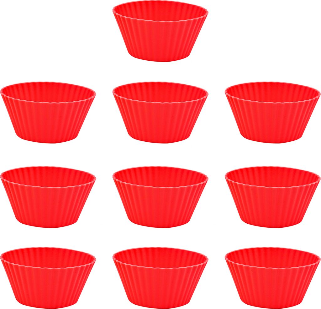 10 Stück Backförmchen, wiederverwendbare Cupcake-Förmchen aus Silikon, antihaftbeschichtet, leicht zu reinigen, hitzebeständig, für Partys und...