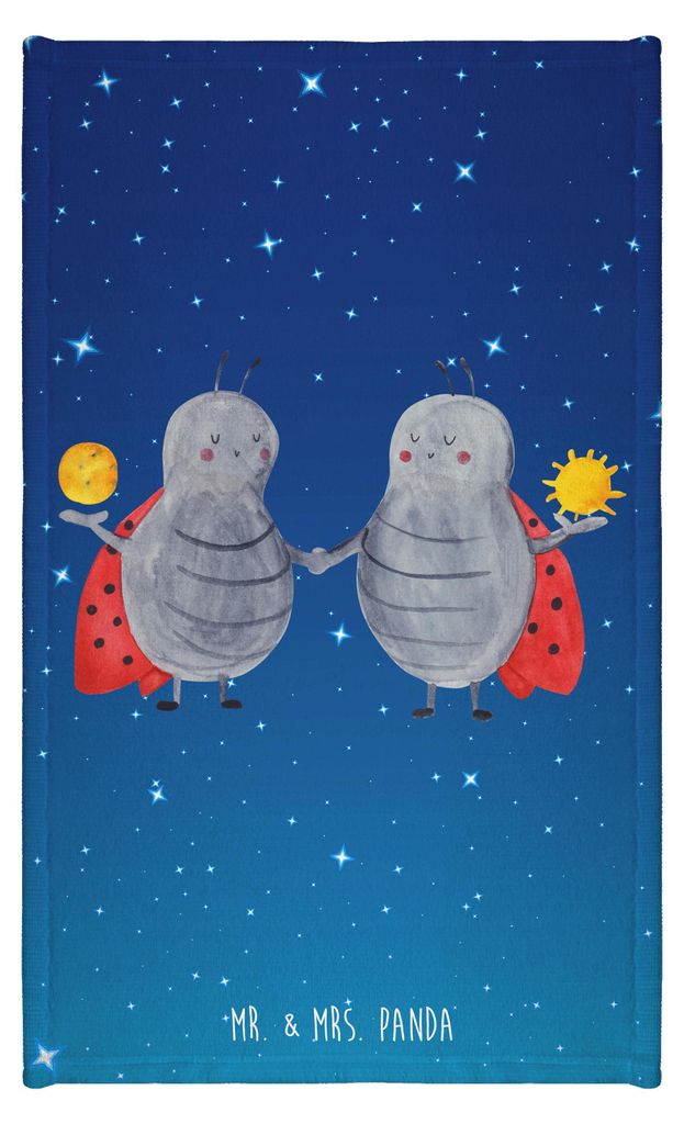 Mr. & Mrs. Panda Handtuch Sternzeichen Zwilling - Sternenhimmel Blau - Geschenk, Geburtstag Mai, Kleines, Gästehandtuch 30x50, Zwillinge, Zwilling...