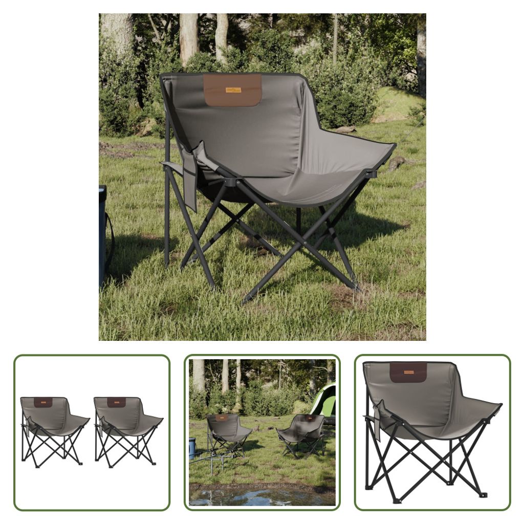 The Living Store Campingstühle 2 Stk. mit Tasche Klappbar Grau